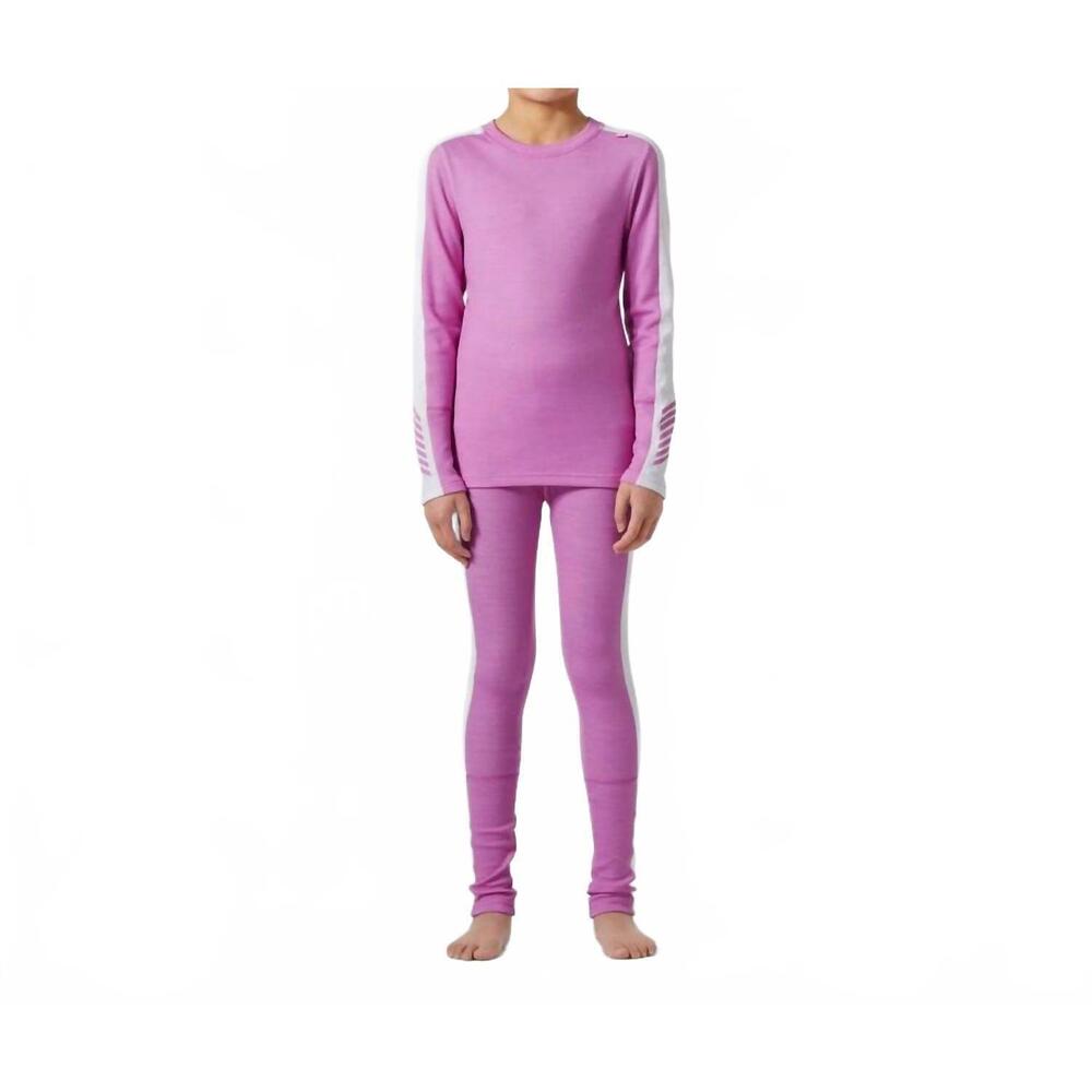 NEW HELLY HANSEN kids lifa merino midweight set in metapink